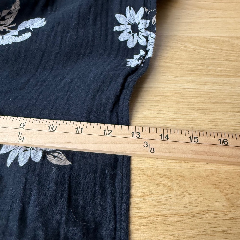Tiered Maxi Floral Guaze Dress Womens 1X Black Cottagecore Lagenlook Teacher - Picture 7 of 9